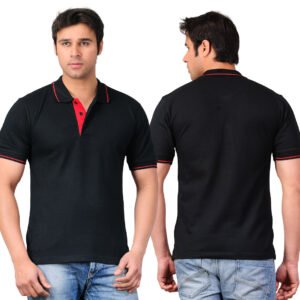 men's-pure-orangic-black with red-polo-regular-t-shirt